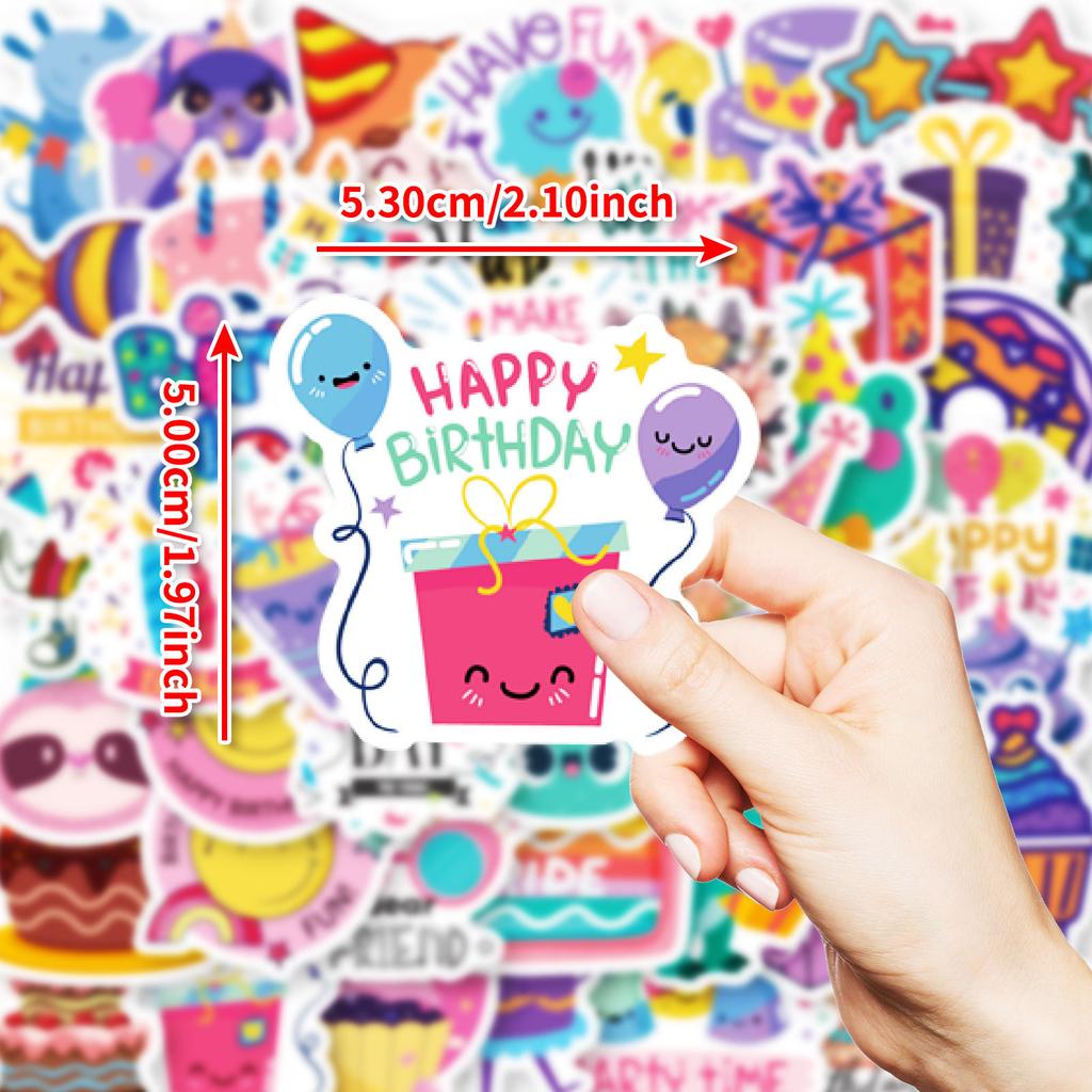50 Happy Birthday Party Cartoon Graffiti Stickers Birthday Cake Hat Gifts Do Not Repeat Stickers