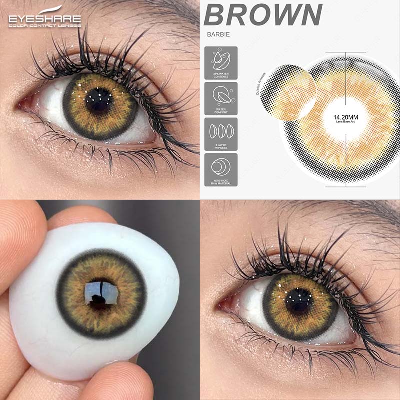Eyeshare Цветные контактные линзы 1 пара коричневые натуральные линзы для очков фиолетовые модные контактные линзы синие линзы зеленые годовые контактные линзы