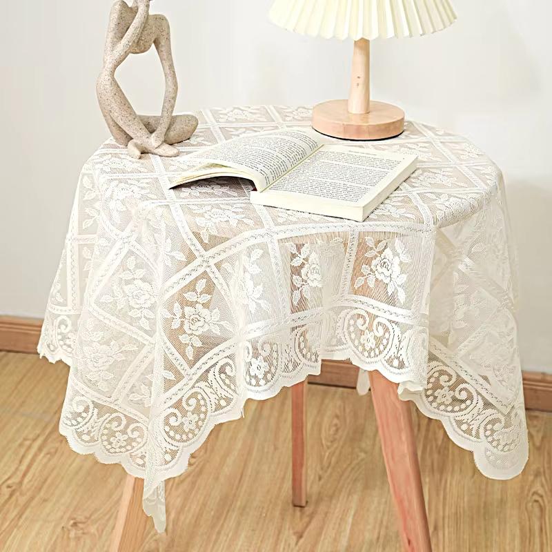 1Pc Cover Cloth Fresh Hollow Out Fashion Tablecloth Rural Style Lace Table Decoration Multiple Sizes