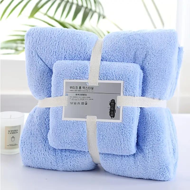 Набор полотенец Blue Bean Paste & Green Coral Velvet Банные полотенца, Тонкая вязка высокой плотности, Утолщенные впитывающие мочалки, Мягкие однотонные бытовые полотенца