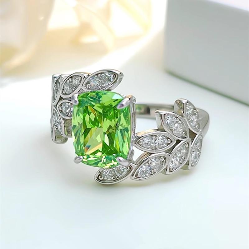 Кольца женские Sterling Light Green CZ Feather Design, оригинальные свадебные кольца, аксессуары для вечеринок и юбилеев