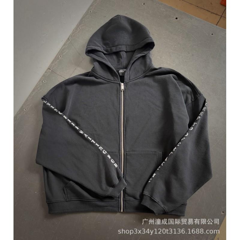 Oversized Washed Cotton Hoodie With Letter Print Unisex Streetwear Fall Casual Sweatshirt