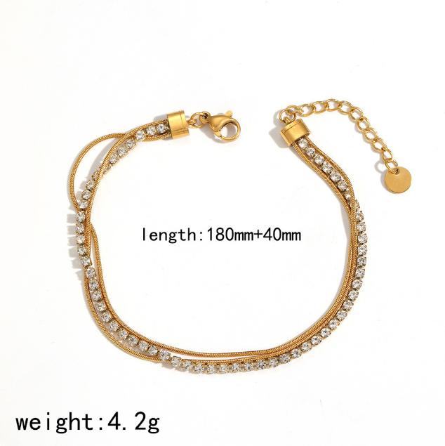 Stainless Steel Bracelet with Three-layer Chain Inlaid with Zircon, Charming and Versatile, High-end Titanium Steel Bracelet