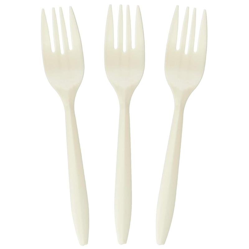 100/300/500Pcs Plant Starch Disposable Forks, 6-Inch Cornstarch Bio-based Food Forks for Parties Camping Weddings