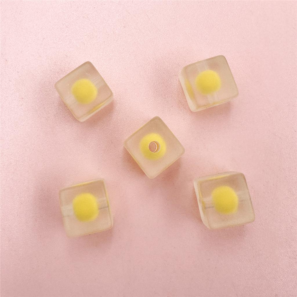 Frosted Square Beads Acrylic Fashion 12mm Bracelet DIY Mobile Phone Chain Necklace 5Pcs Jewelry Material  Accessories