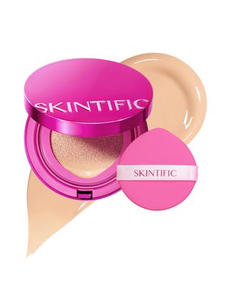 SKINTIFIC Розовый Сияющий Кушон-Тональная Основа Ванильный Средний натуральное увлажнение для сухой легкий устойчивый к окислению #01 покрытие, сияние, кожа, ощущение,