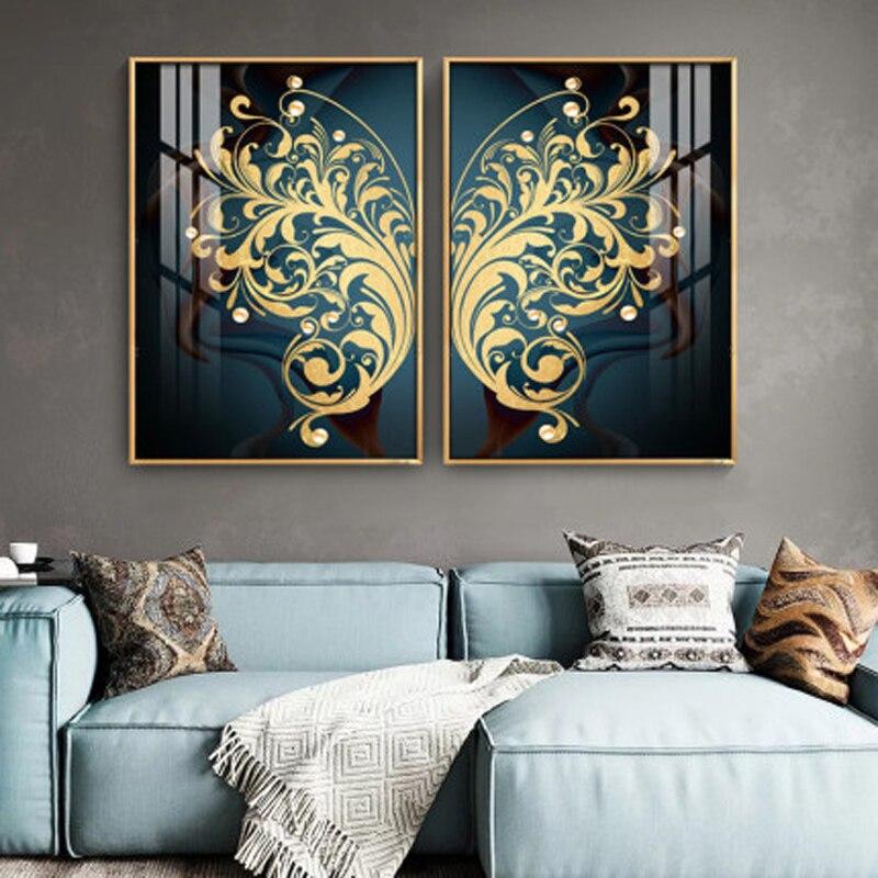 Яркий цвет крылья бабочки скандинавский скандинавский холст хлопок картина Золотая бабочка ретро комната декоративный настенный постер