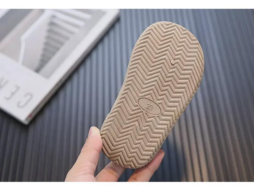 Boys' Winter Velvet-Lined Waterproof Leather Snow Boots with Soft Soles