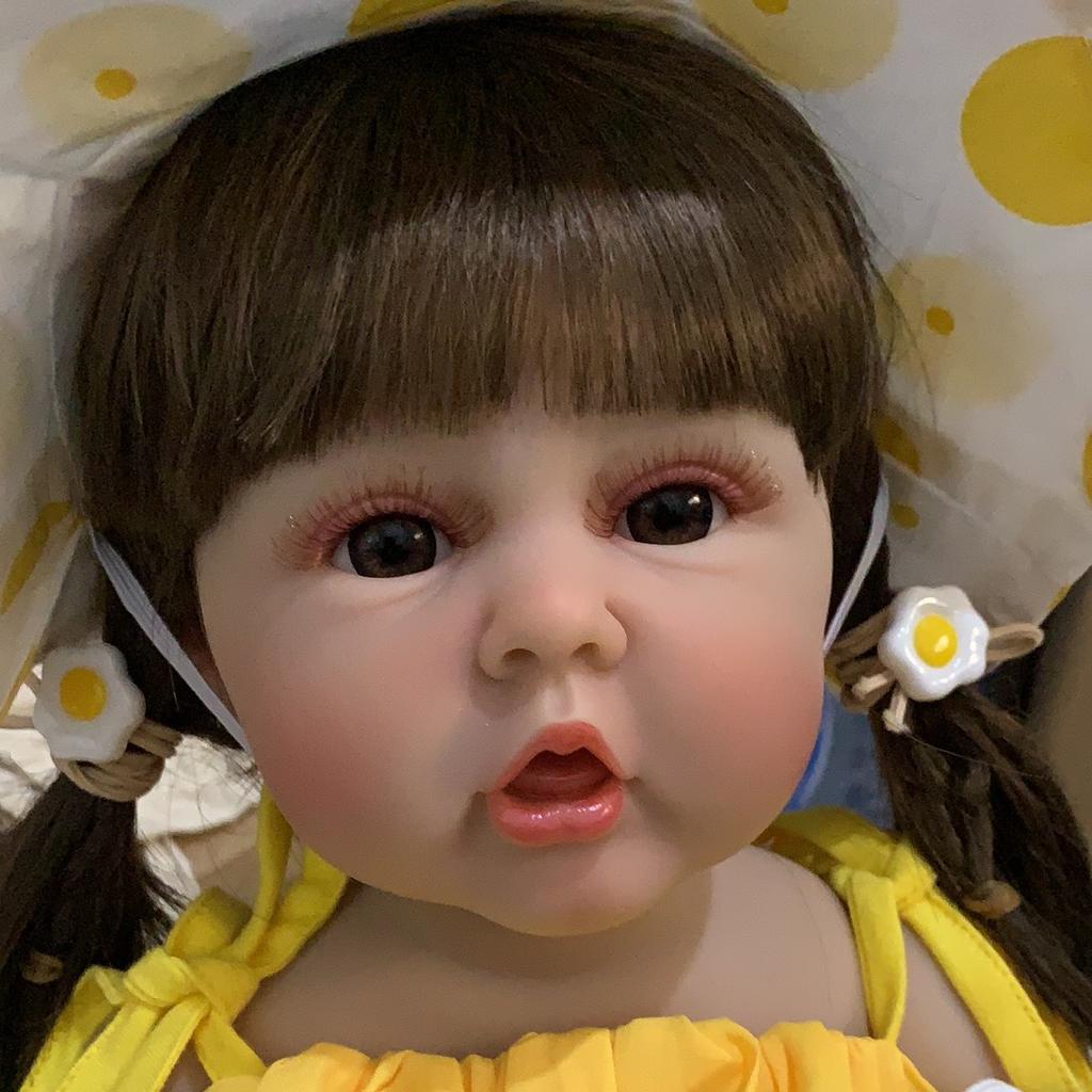Реалистичная 55 см 22 дюйма мягкая силиконовая кукла Reborn Baby с длинными волосами для девочек, игрушка, реалистичная принцесса для малышей Bebe, подарок на день рождения
