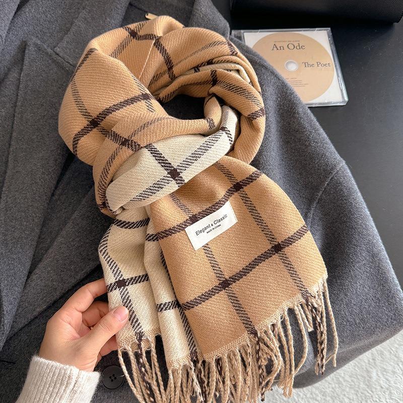 190*45cm Fashion Autumn Winter Warm Cashmere Scarf Dot Pattern Long Tassels Women Thicken Wrap Shawl Lady Muffler Wool Pashmina