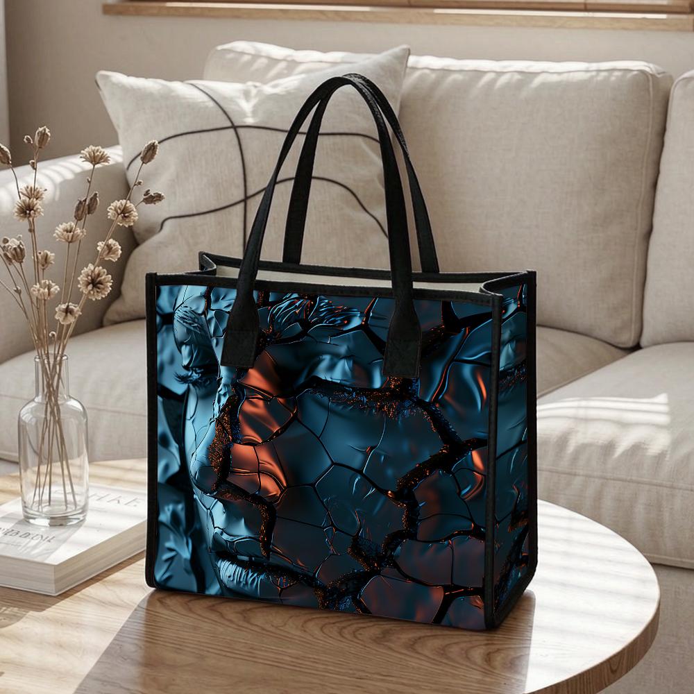 Stylish Cracked Pattern Tote Bag Large Capacity Daily Handbag for Women Fashion Casual Outdoor Carry All Purse