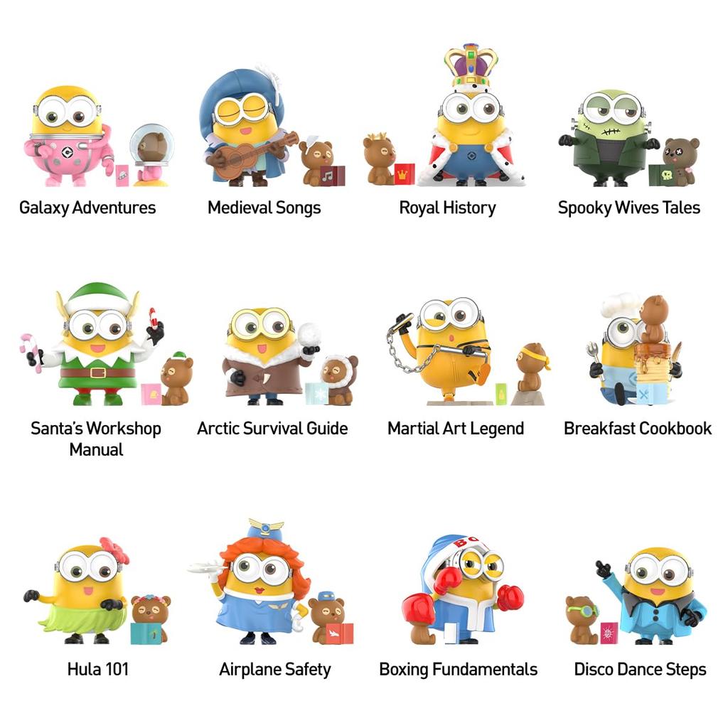 POP MART Minions Bedtime Stories by Bob and Tim Series Pop Mart Gachapon Blind Box Figure Plastic Model Premium Toy PVC Soft Vinyl Original Character