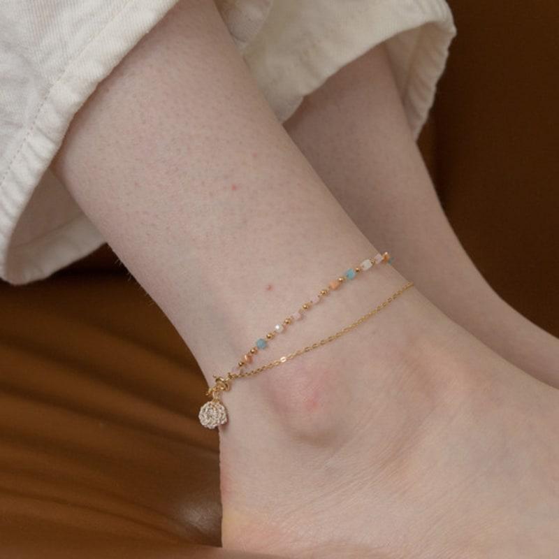 MERRYMOTIVE [2way] Pastel candy chain 925 silver bracelet/anklet
