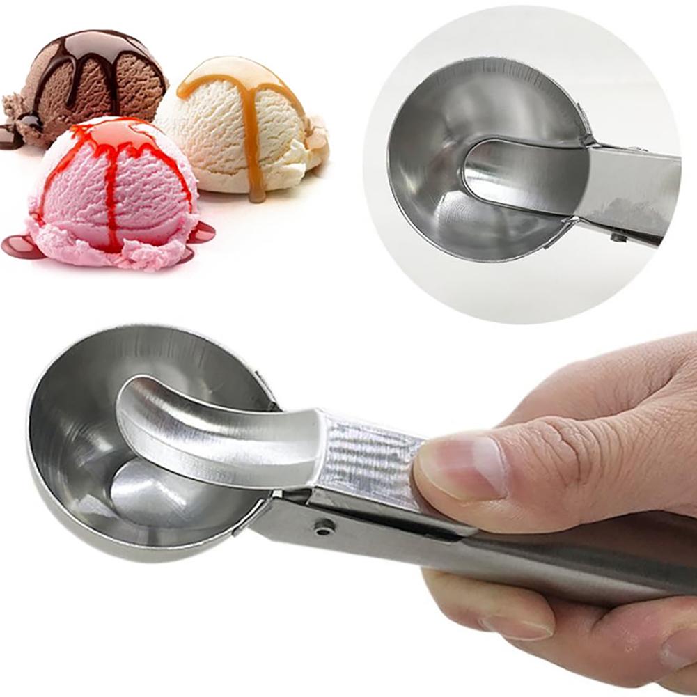 Stainless Steel Spring Loaded Ice Cream Scoop Professional Gelato Scoop Melon Baller Cookie Scoop Ice Cream Server Anti-Drip Ice Cream Tool