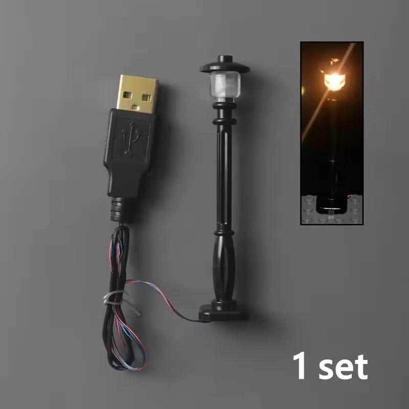 City Road Street traffic lights 7Ports LED LIGHT USB Street Lamp Base Plate Accessories Construction Bricks mini model Works With