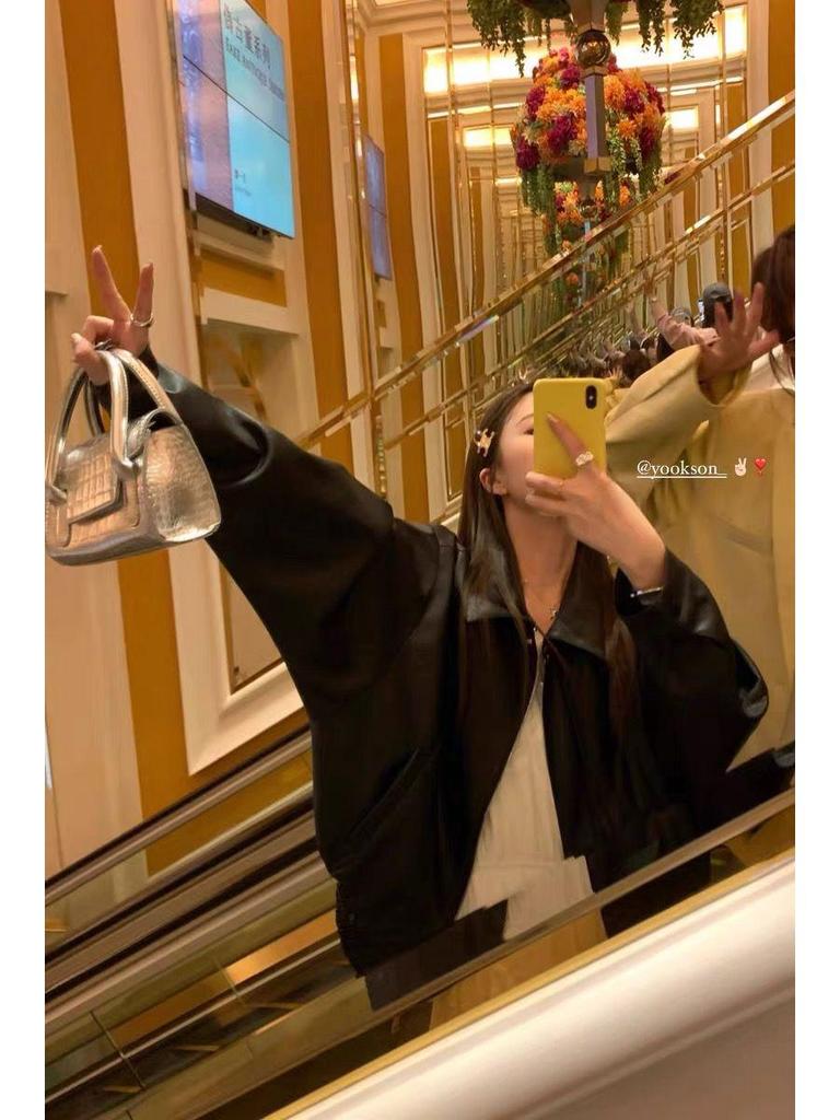 Женская ретро-мотоциклетная куртка из искусственной кожи, облегающая фигуру, весенне-осенний стиль.