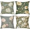 Floral Printed Cushion Covers Green Gray Decorative Polyester pillowcase, sofa decorative cushion cov Headboard Pillow