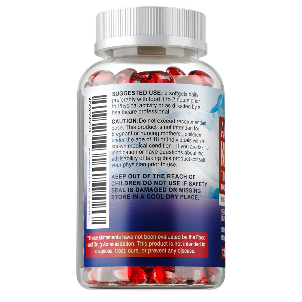 Pslalae Antarctic Krill Oil 1000mg 120 Softgels - Omega-3 EPA & DHA, Astaxanthin, Phospholipids, Daily Wellness