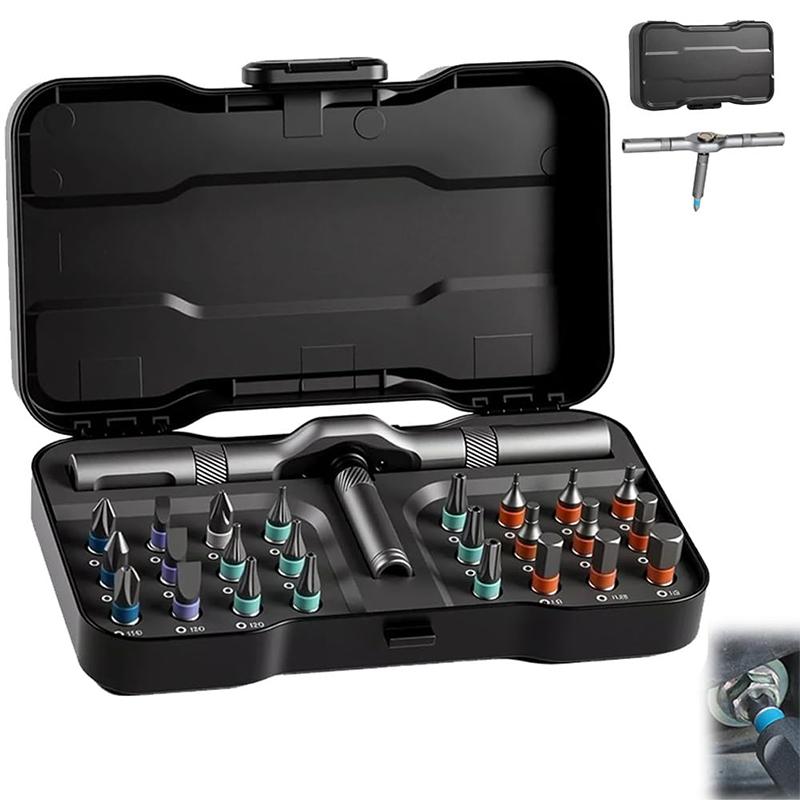 24 In 1 Magnetic Ratchet Screwdriver Set Compact Portable DIY Tool Kit with Multi-purpose Ratcheting Wrench and Precision Bits