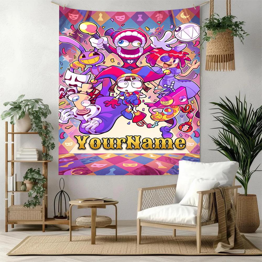 Digital Circus Custom Your Name Wall Decor Tapestry Art For Pet Memorial Birthdaywedding Party Backdrop Family Gift