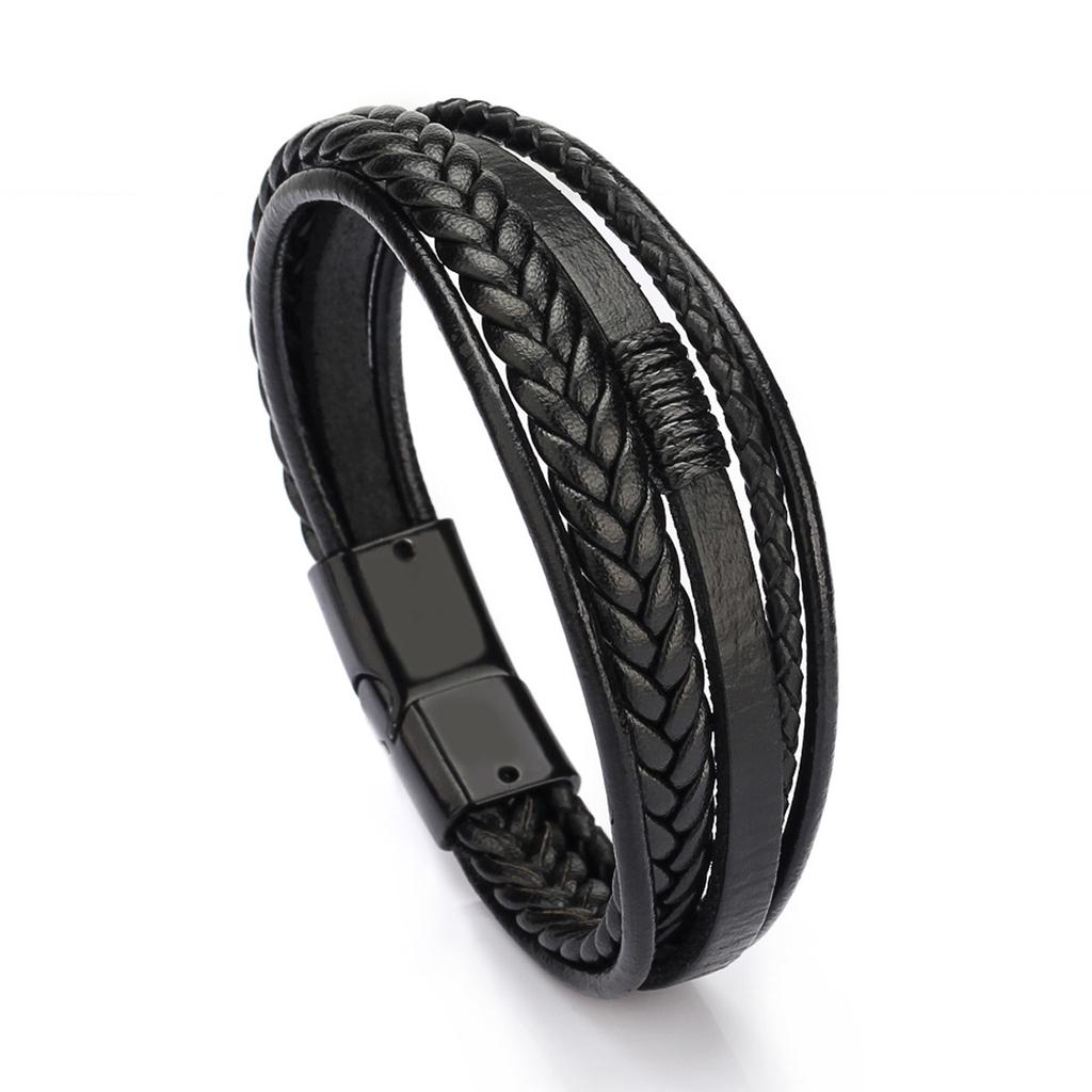 1 Men's Trendy Cowhide Rope Woven Bracelet For Dates, Travel, Banquets, Parties, Festivals, Fashion Gifts -5085