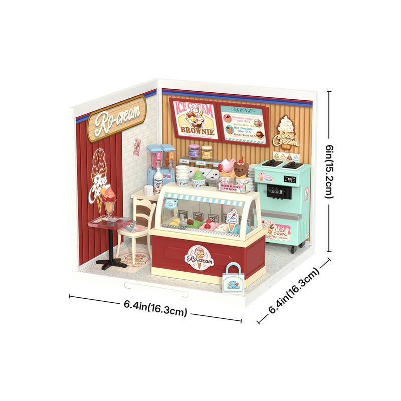 Robotime DIY Miniature House Kit Dollhouse Model Building Craft Kit Birthday Creative Gifts for Adults Kids Flavorful Ice Cream