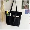 2025 Однотонная Простая Сумка-тоут на плечо Большой вместимости Сумка для покупок
