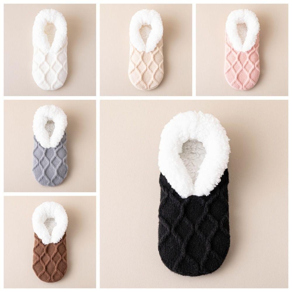 Silica Gel Thicken Velvet Socks Patchwork Sleeping Socks Cute Fleece Socks Women  Fall/Winter