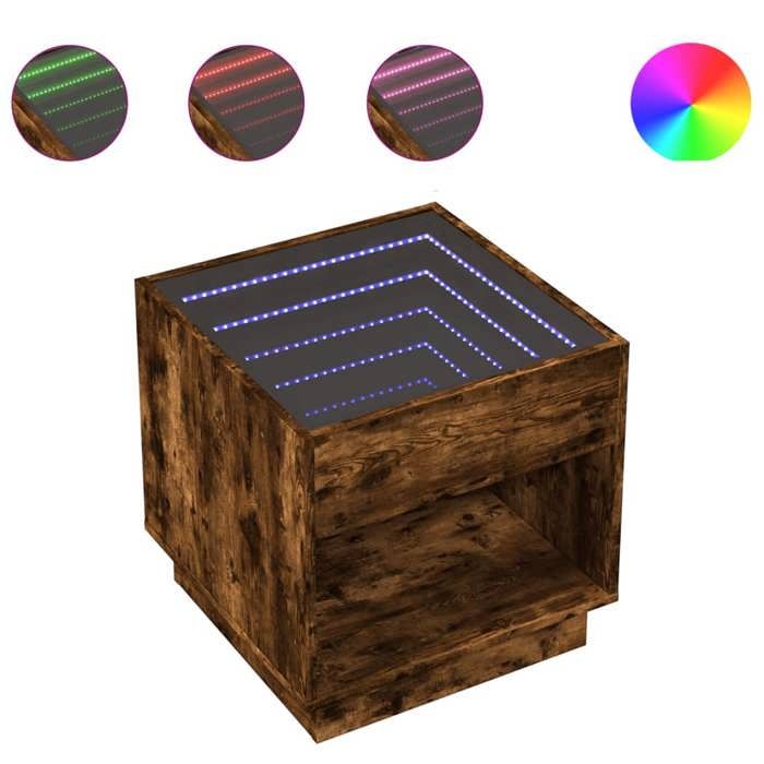Maison Exclusive - Table de chevet avec LED infini chêne fumé 50x50x50 cm