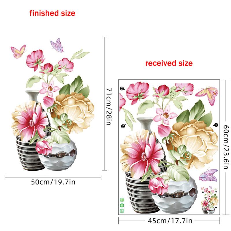 Винтажные 3D-видения ваза для цветов, наклейки на стену, домашний декор, японские съемные наклейки на стены для гостиной, спальни, крыльца, фон