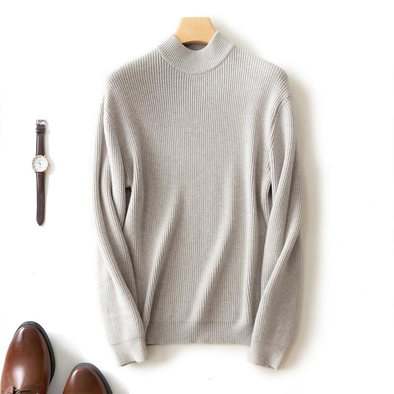 Мужской свитер с полувысоким воротником, утолщенный, теплый, облегающий, базовый трикотажный свитер с длинными рукавами, осенне-зимний, деловой