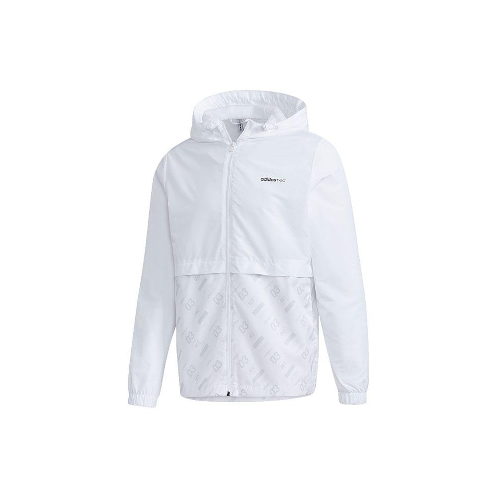 Adidas Neo Brilliant Windbreaker 2 Logo Print Hooded Sports Jacket Men Jackets White GK1512