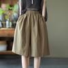 Cotton Shorts Women Summer Vintage Loose Large Size High Waist Casual Elastic Wide Leg Pants