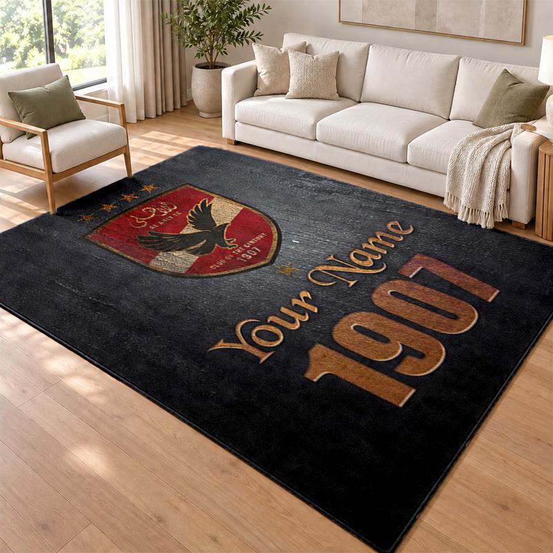 Al Ahly FC Custom Name Personalized Rug Non‑Slip Doormat Floor Carpet Housewarming Birthday Gift for Family Friends