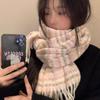 Thickened Knitted Plaid Scarf Korean Style Winter Cashmere Shawl Y2K Checkered Scarf  Unisex
