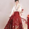 Chinese Ming Dynasty Style Horse-face  Skirt Hanfu Long-sleeved Embroidered Shirt Two-piece Suit