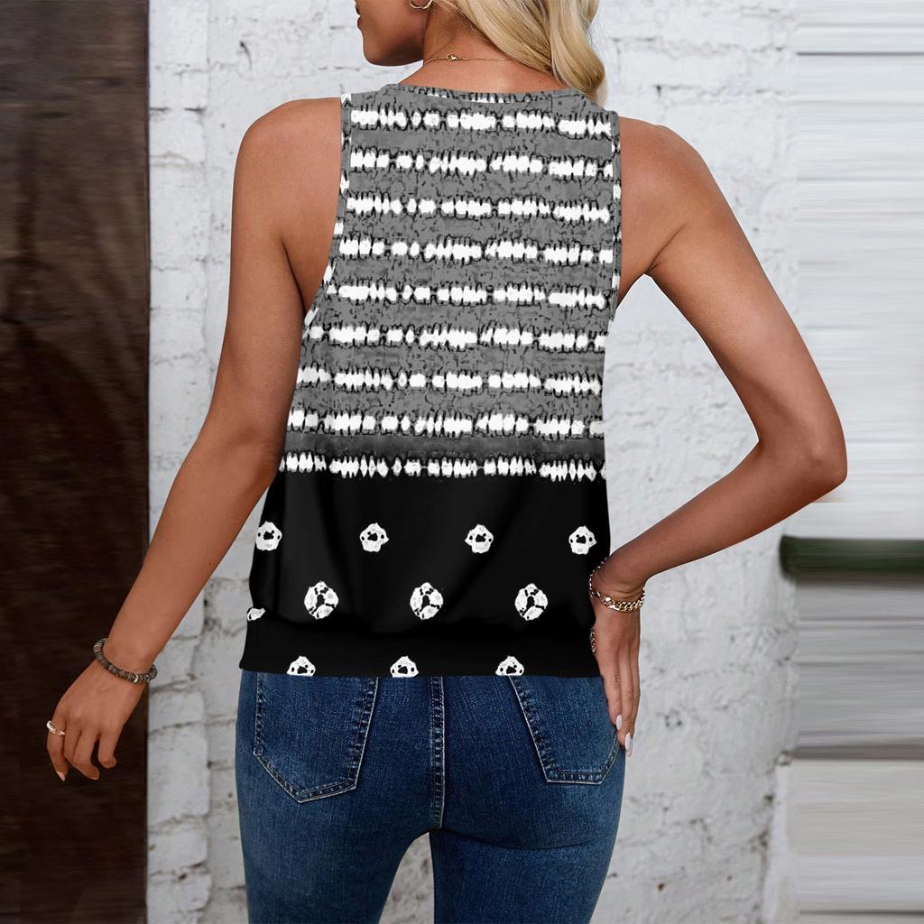 Топы на бретелях для женщин, свободная посадка, футболка без рукавов с v-образным вырезом в стиле ретро, ​​женские повседневные летние блузки