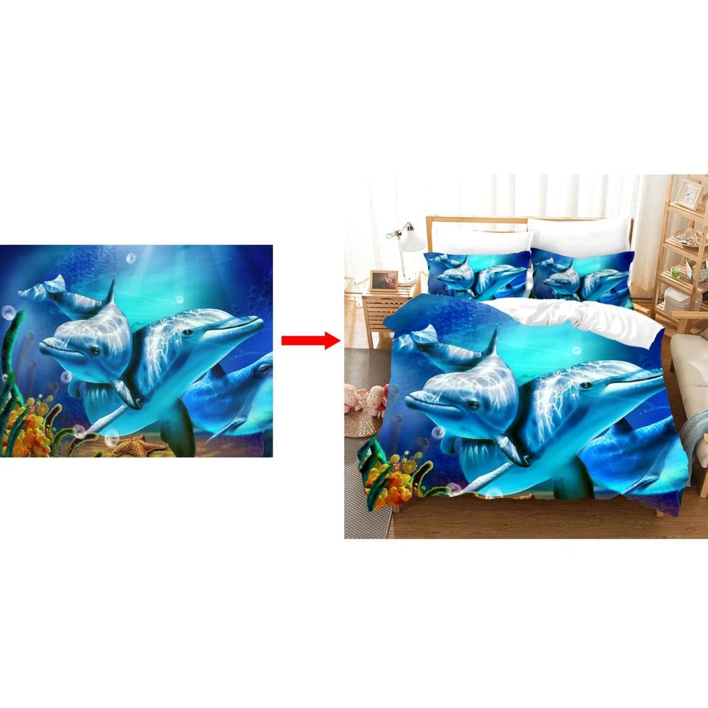 Комплект пододеяльников с подсолнухами, 3 предмета (1*Пододеяльник + 2*Наволочки, Без наполнителя), Постельное белье с 3D-принтом, цветы, пододеяльник с наволочкой