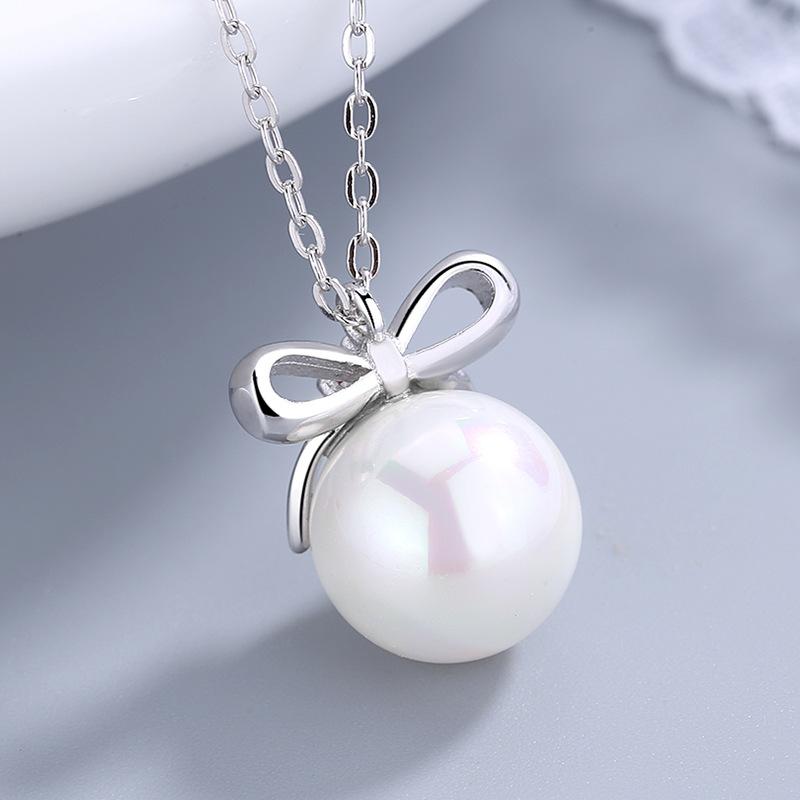 Ожерелье с бантом из стерлингового серебра 925 пробы и бусинами, подходящее по всем параметрам, свежая цепочка на ключицу