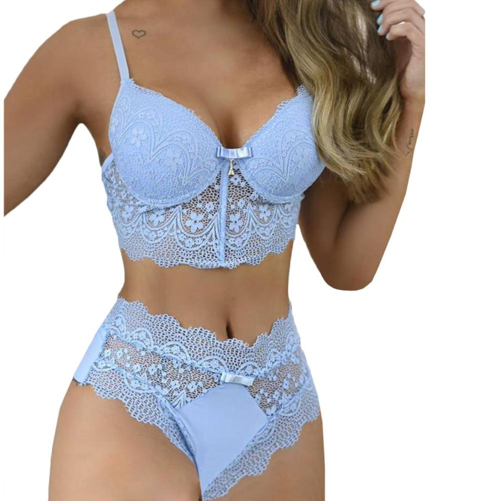 Women's Lace Sexy Ruffled Lingerie Set See Through Sexy French Lightweight Underwear Set Breathable Soft Comfortable Lingerie Set for Female