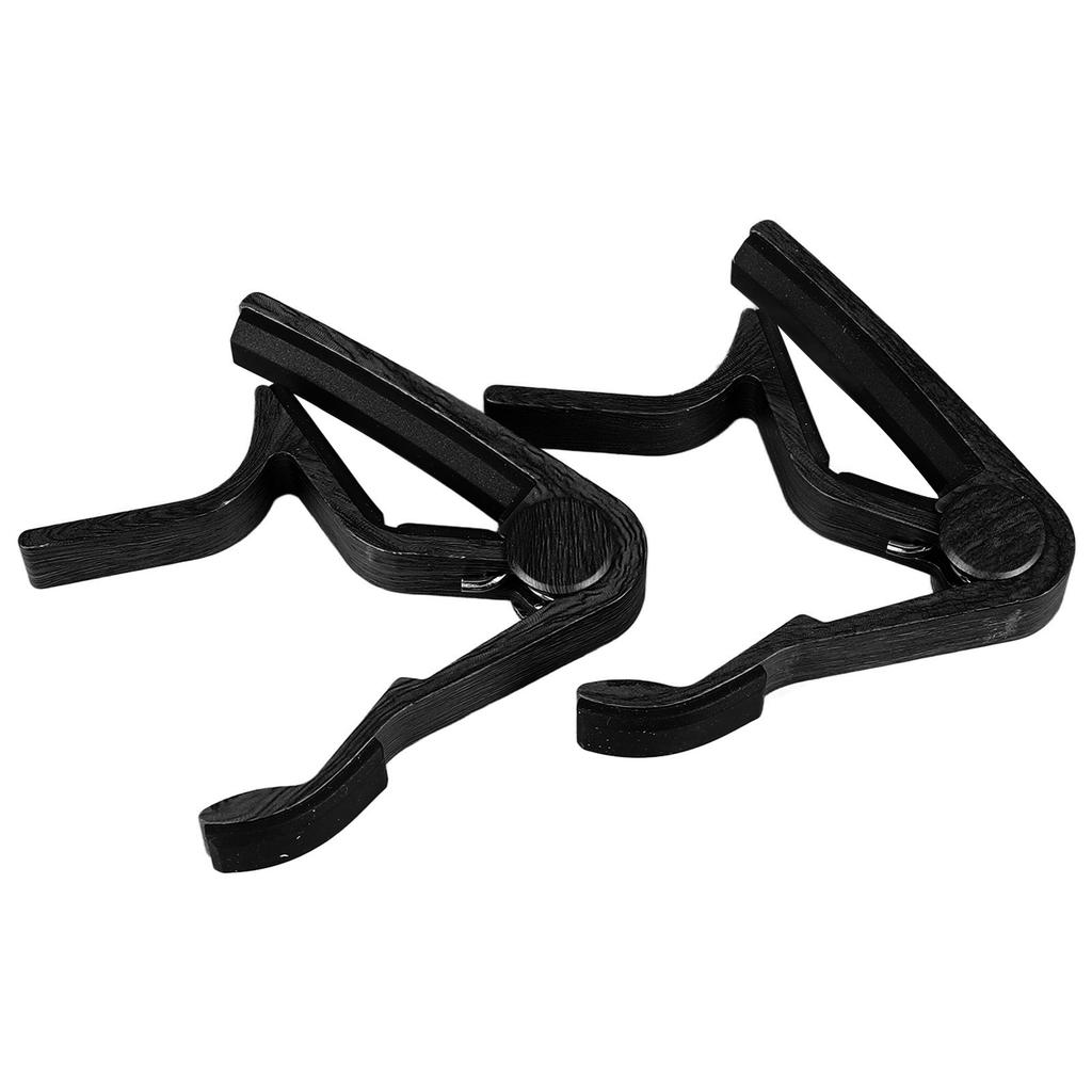 2 шт. Каподастр для акустической гитары Деревянная резиновая накладка Регулируемый Профессиональный Каподастр для электрогитары с 5 медиаторами Черный