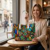 Ethnic Geometric Print Tote Bag Fashion Casual Large Capacity Daily Carry Ladies Shoulder Bag