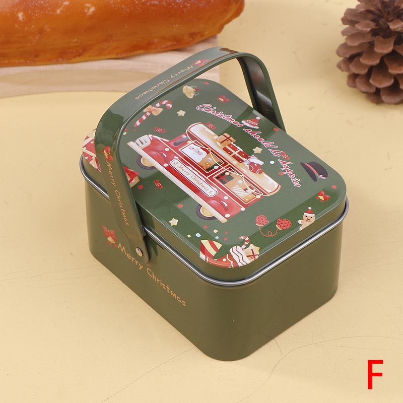 Рождественская жестяная коробка для печенья, подарочная упаковка, банка для конфет, контейнеры для хранения мультфильмов, сладкие праздничные принадлежности с ручкой