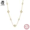 ORSA JEWELS Полое колье-цепочка «Клевер», роскошное, для банкета, вечеринки, подарок, серебро 925 пробы, клевер с четырьмя лепестками, шейное украшение, аксессуары GMN61