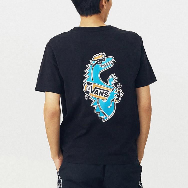 Vans Хей ВанОзавр Футболки Унисекс Черные С Круглым Вырезом Умеренный Прямой Крой VN0A54K7BLK