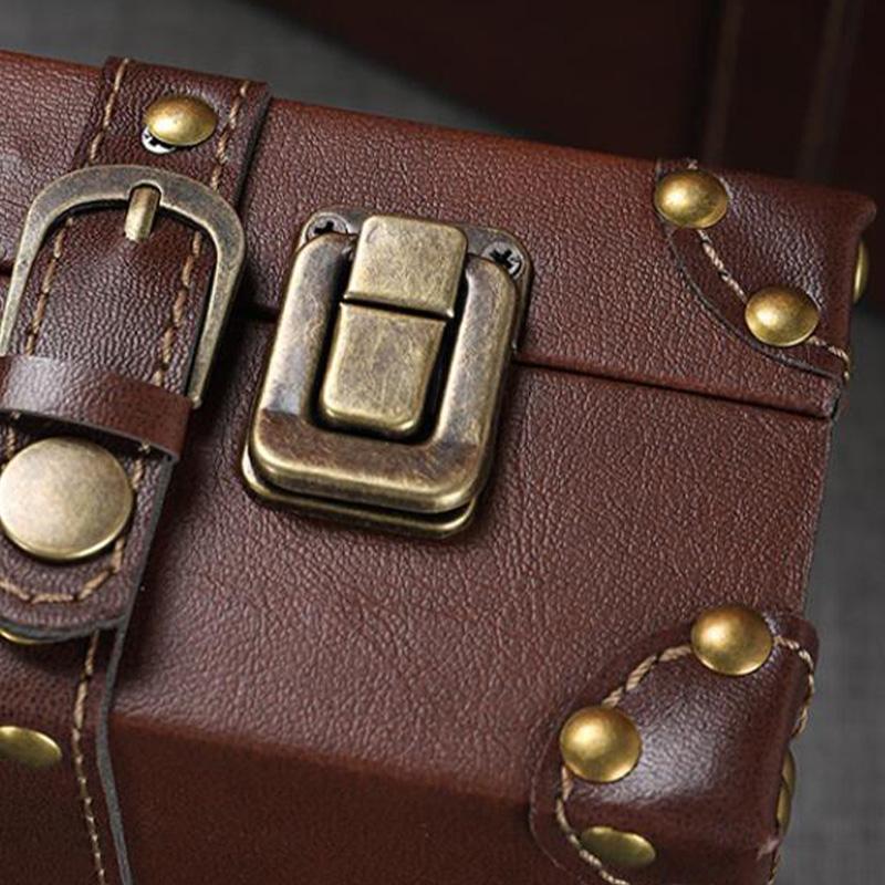 Винтажный коричневый деревянный сундук для хранения, компактный декоративный чемоданчик, антикварный декор для вечеринок, коллекционное решение для домашнего хранения