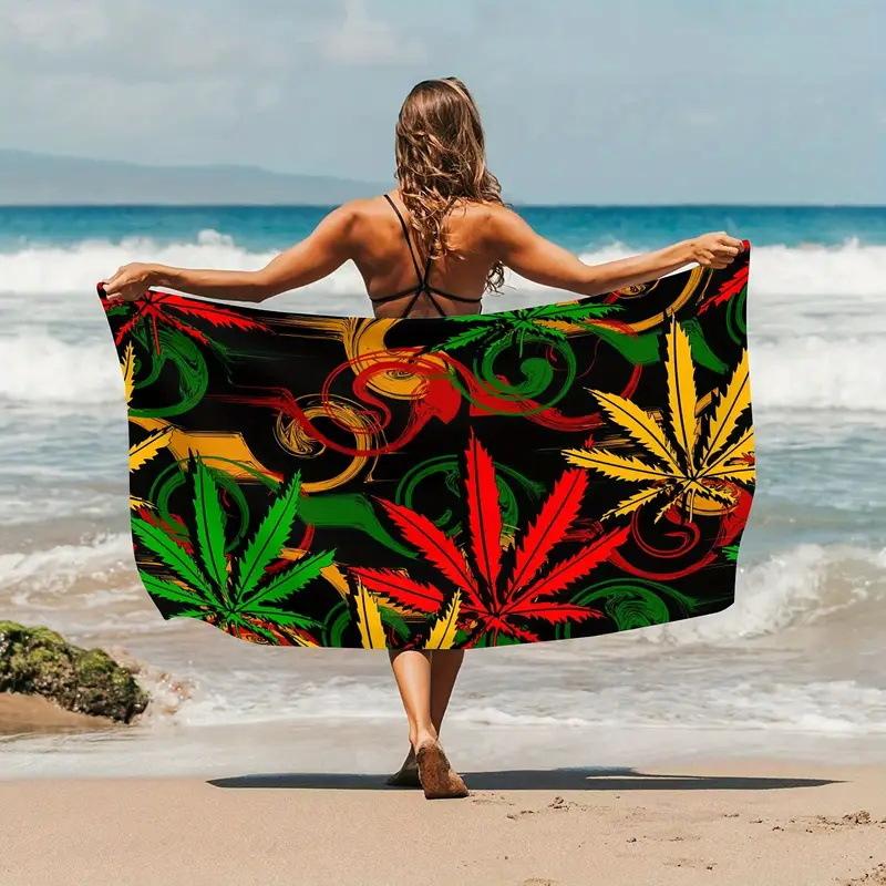 Exotic Floral Print Soft Microfiber Large Towel Water Absorbent For Beach Surf Use