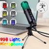 15V Professional USB RGB Microphone Condenser Microphones for Laptop Recording Sing Live for Gaming