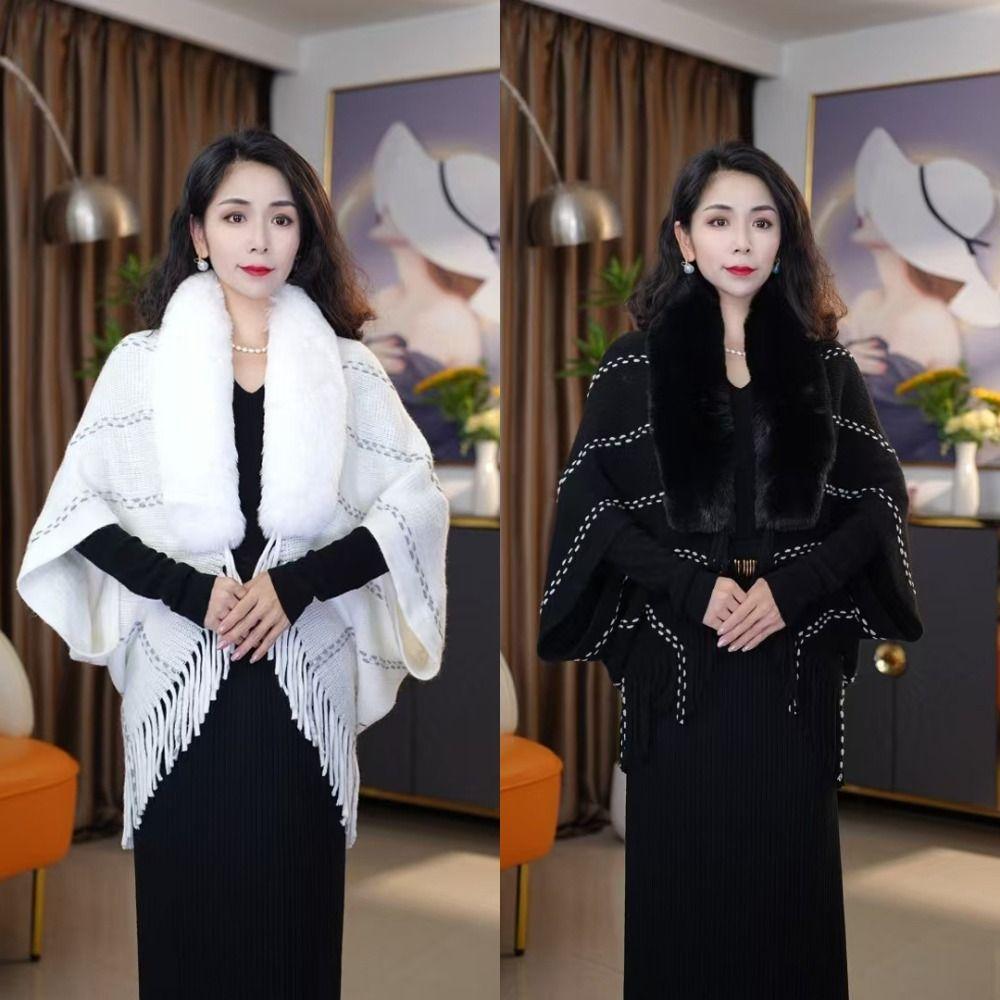 Knitted Plush Wraps Scarf Winter Warm Tassel Loose Shawl  for Evening Dresses Wedding