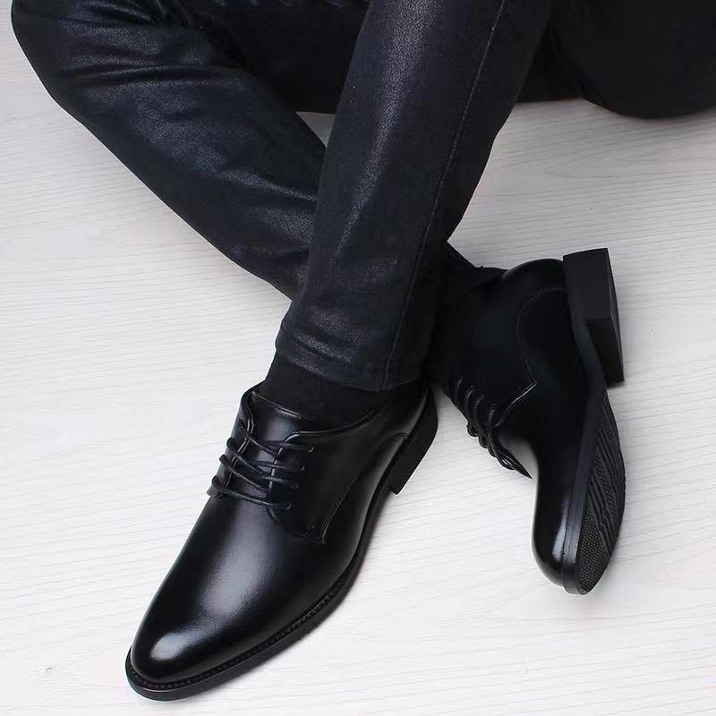 [One piece is free shipping] Spring and Autumn British casual business dress leather shoes men's shoes inner height increase single shoes shoes